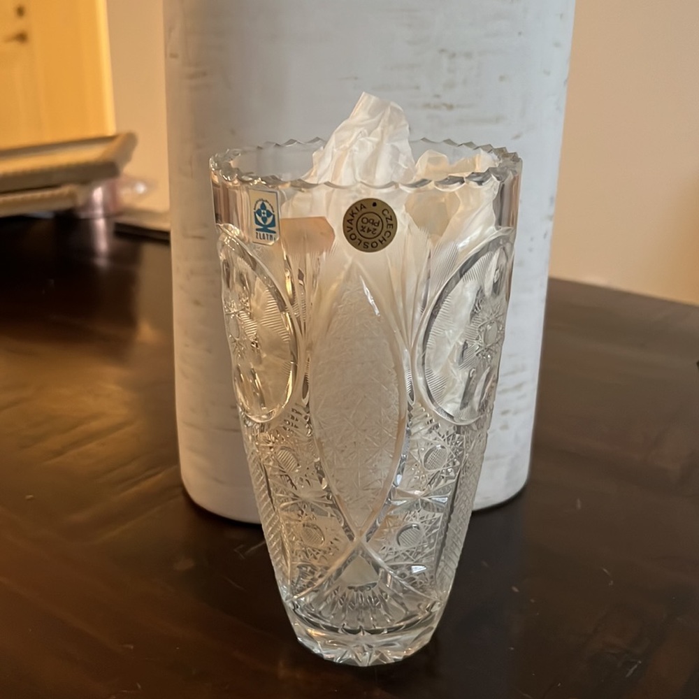 Vintage never used polish crystal vase